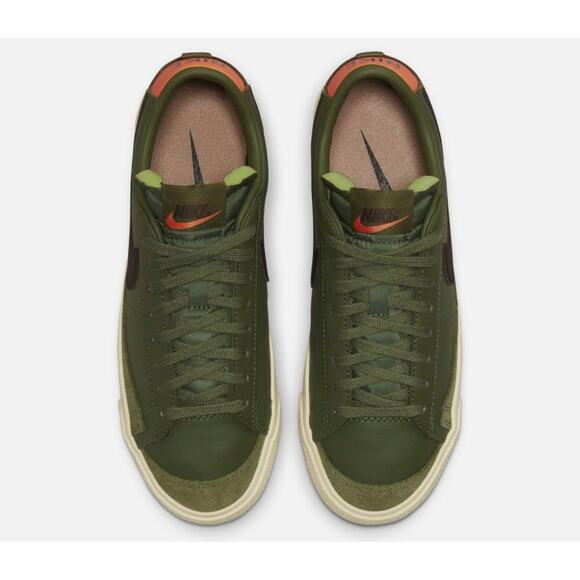 Women’s 12/10.5 Men’sNike BLAZER LOW 77 'MEDIUM OLIVE ORANGE” [DC4769-201] - Picture 4 of 5
